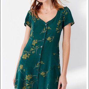 Urban Outfitters Green Button-Up Floral Dress